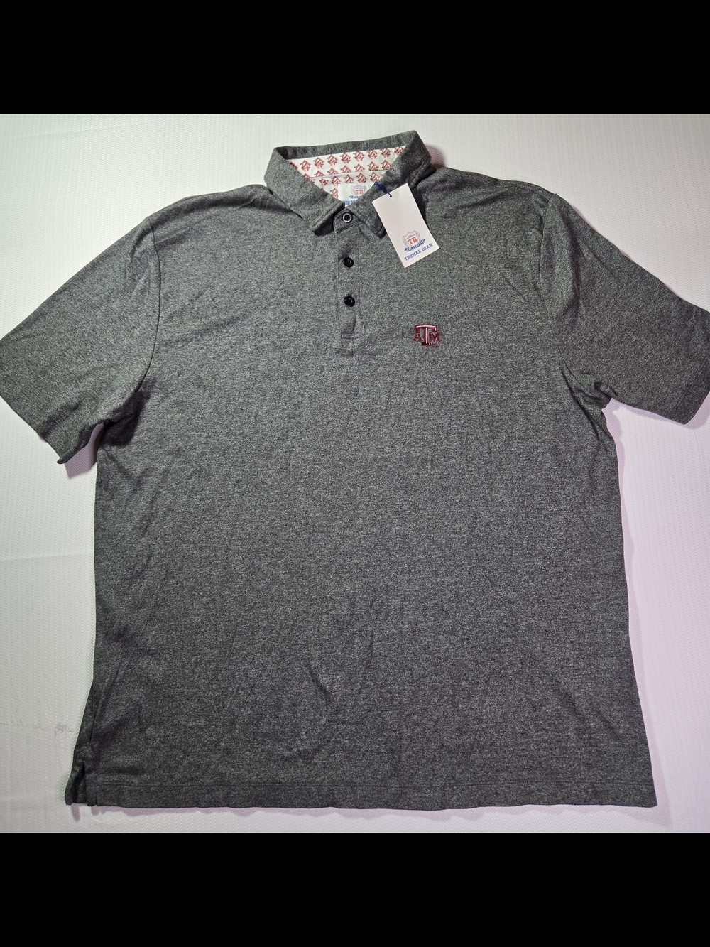 Texas A&M Aggies Shirt Mens Gray Polo Shirt -Thomas DEAN NWT